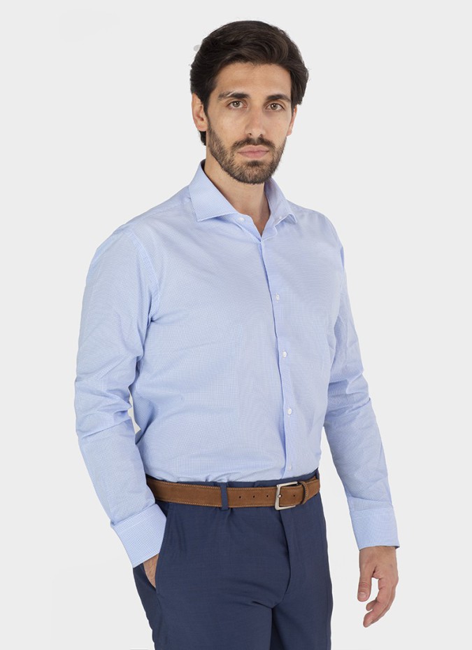 Camisa Clássica Xadrez Azul