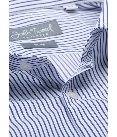 Camisa Clássica Branca Risca Azul 2