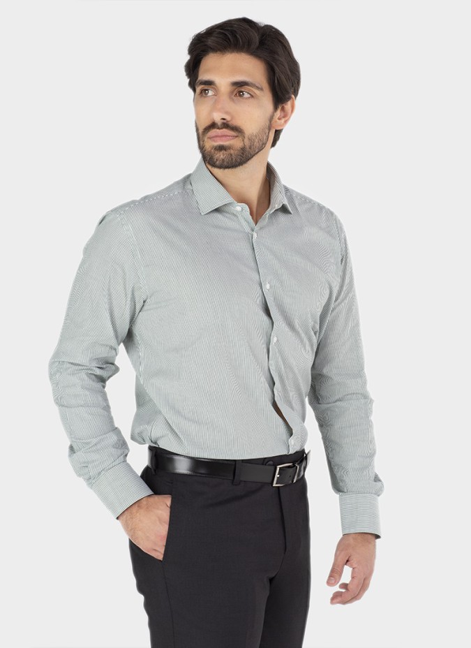 Camisa Clássica Risca Verde