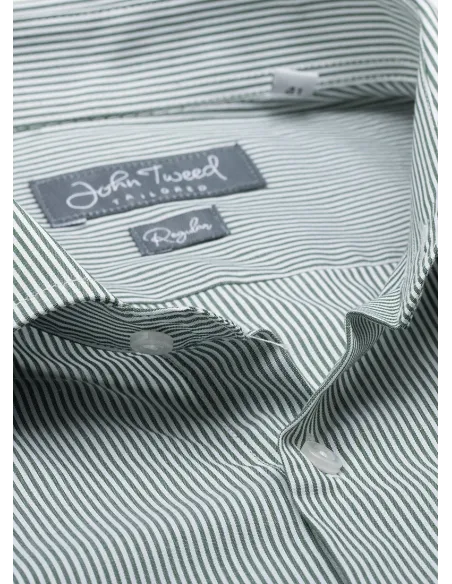 Camisa Clásica de Raya Verde