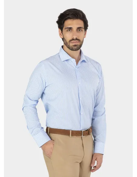 Classic Blue Shirt with White Stripe