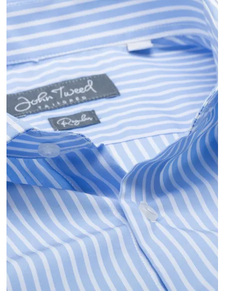 Camisa Clásica Azul con Raya Blanca