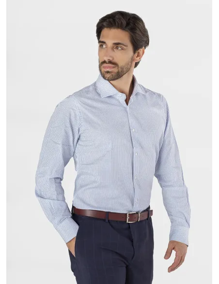 Classic White Shirt with Blue Stripe