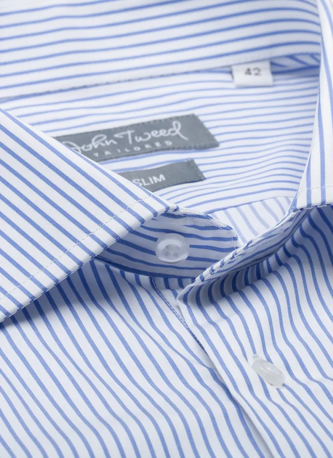 Classic White Shirt with Blue Stripe