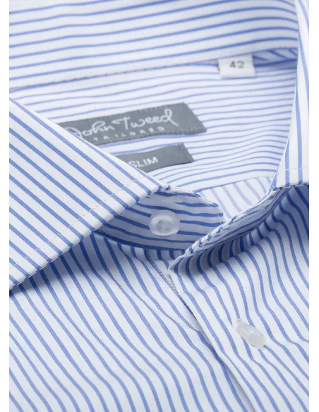Camisa Clásica Blanca con Raya Azul