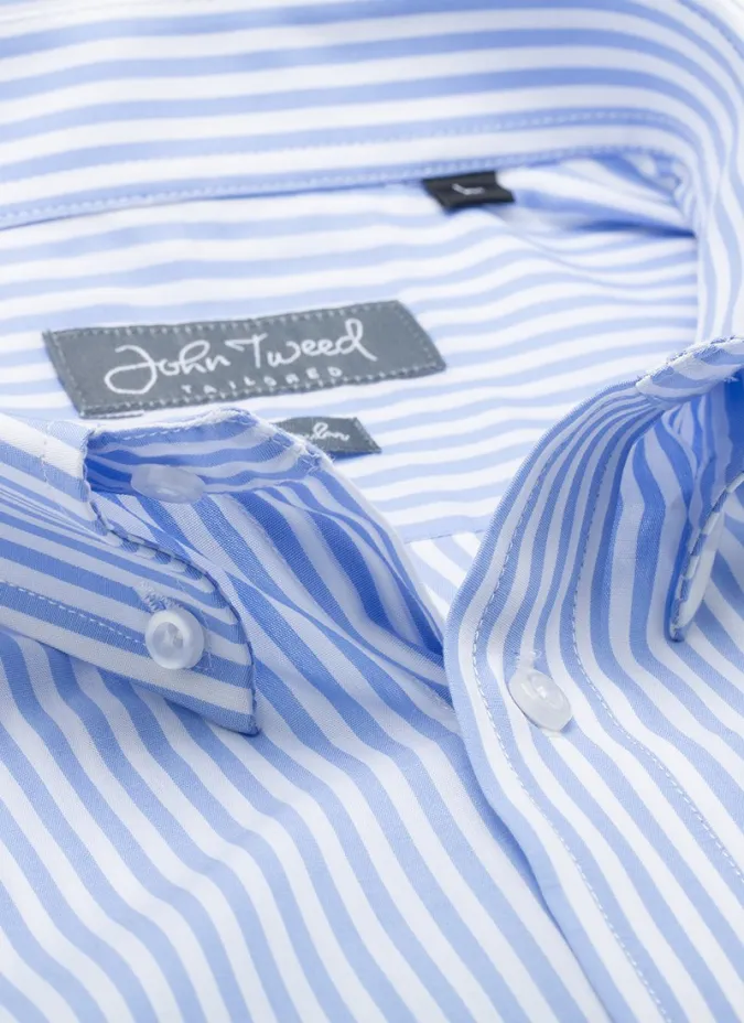 Camisa Oxford Risca Azul | JOHN TWEED TAILORED