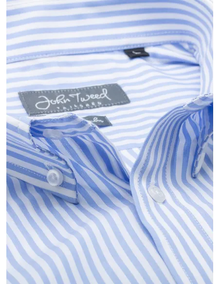 Camisa Oxford Risca Azul | JOHN TWEED TAILORED