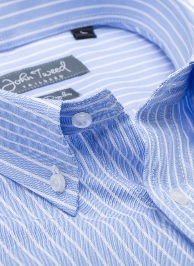 Camisa Sport Azul com Risca Branca