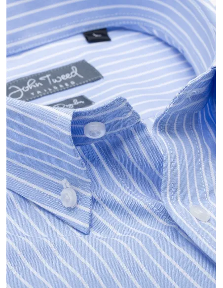 Blue Stripe Cotton Oxford Shirt | Classic Men's Shirts | JOHN TWEED