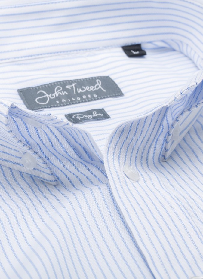 Camisa Sport Branca com Risca Azul