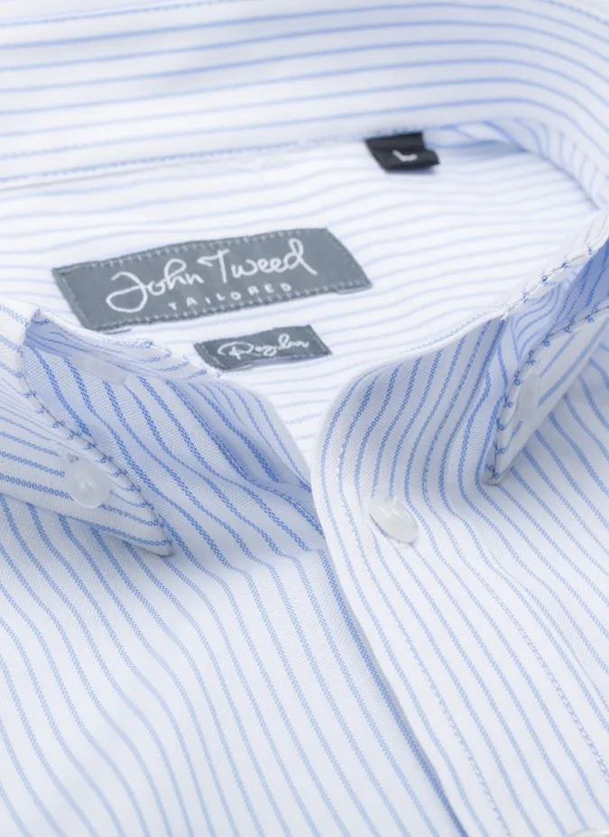 Camisa Oxford Risca Azul | JOHN TWEED TAILORED
