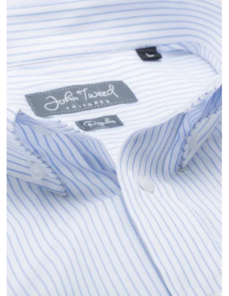 Blue Stripe Cotton Oxford Shirt | Classic Men's Shirts | JOHN TWEED