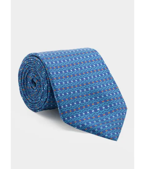 Corbata de Seda Azul con Micro Dibujo | JOHN TWEED