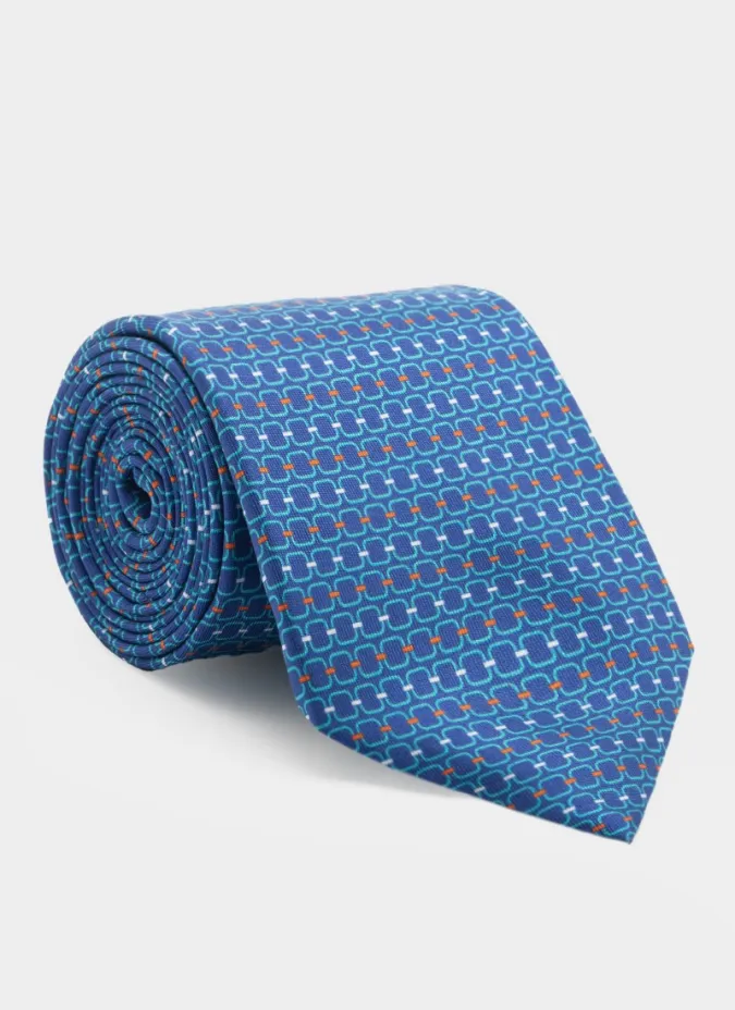 Blue Tie with Micro Pattern| JOHN TWEED
