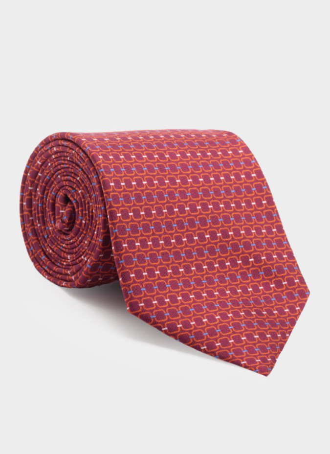 Burgundy Tie with Micro Pattern