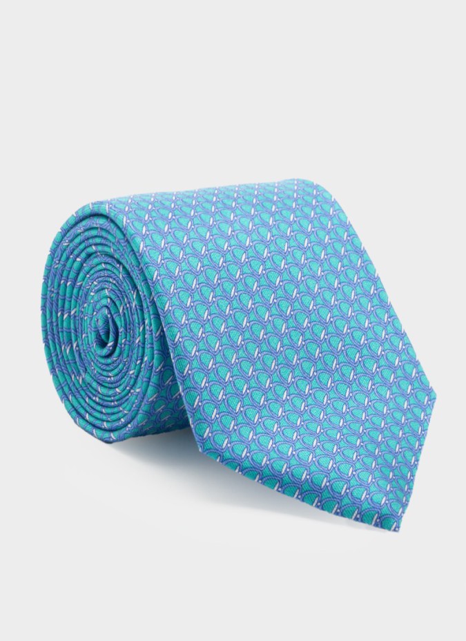 Gravata Azul Claro com Desenho Azul