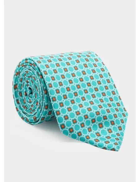 Light Blue Tie with Orange Dot| JOHN TWEED