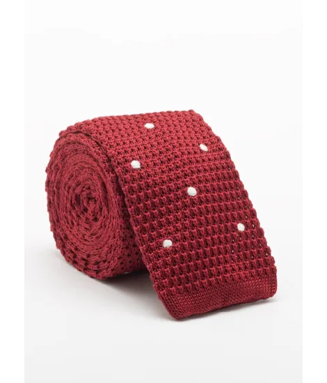 Corbata de Punto Seda Roja con Lunares Blancos| JOHN TWEED