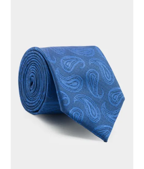 Indigo Blue Silk Tie with Cornucopia| JOHN TWEED