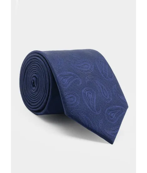 Navy Blue Silk Tie with Cornucopia| JOHN TWEED