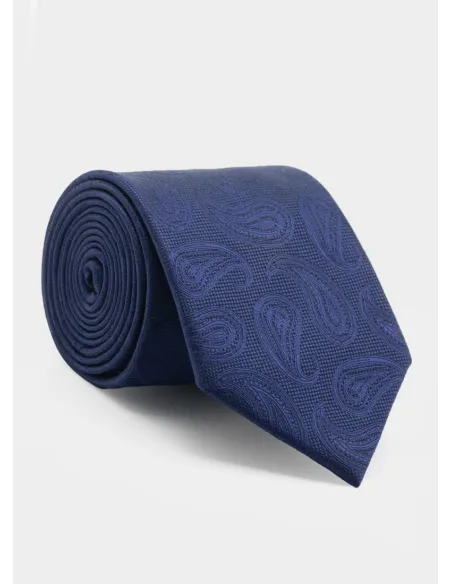 Corbata de Seda Azul Marino con Cornucopia| JOHN TWEED