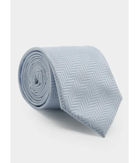 Corbata de Seda con Espiga Azul Clara| JOHN TWEED