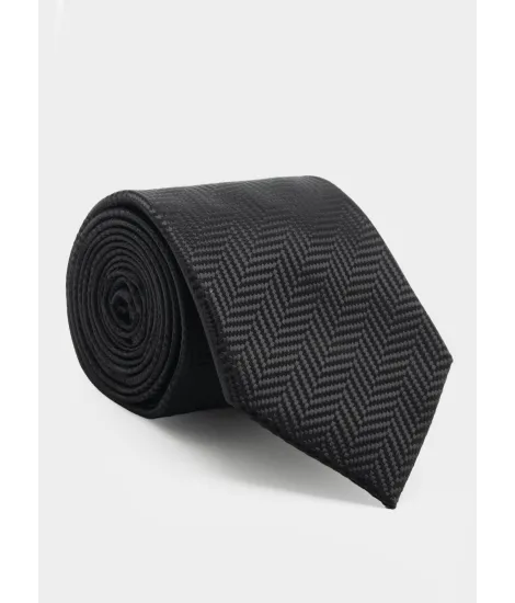 Corbata de Seda con Espiga Negra| JOHN TWEED