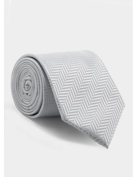 Corbata de Seda con Espiga Gris| JOHN TWEED