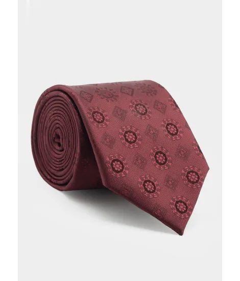 Burgundy Pattern Silk Tie| JOHN TWEED