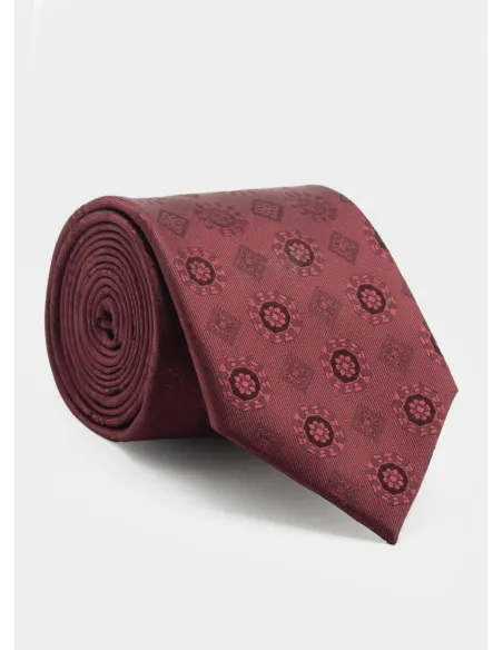 Burgundy Pattern Silk Tie| JOHN TWEED