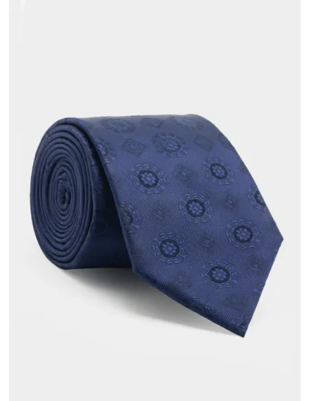Blue Pattern Silk Tie| JOHN TWEED