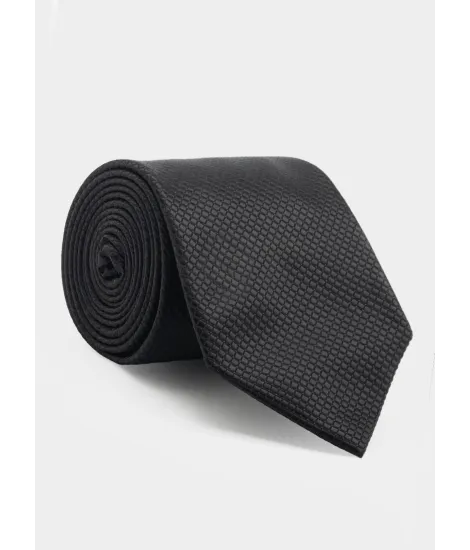 Black False Plaid Silk Tie| JOHN TWEED