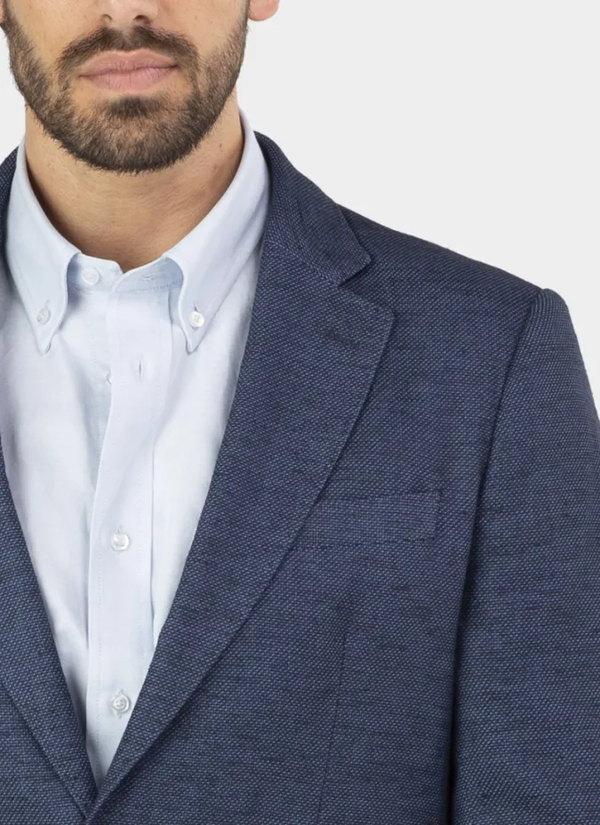 BLUE HERRINGBONE BLAZER| JOHN TWEED TAILORED