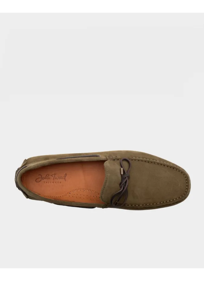 BROWN LEATHER DRIVER SHOE WITH STUD | JOHN TWEED TAILORED
