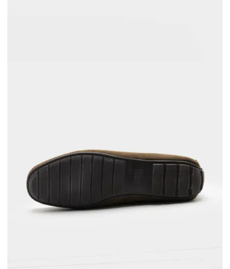 BROWN LEATHER DRIVER SHOE WITH STUD | JOHN TWEED TAILORED 2