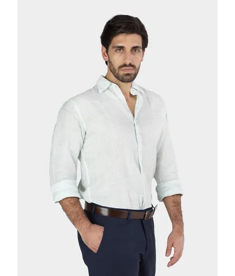 Camisa Lino Verde | Camisa 100% Lino | JOHN TWEED