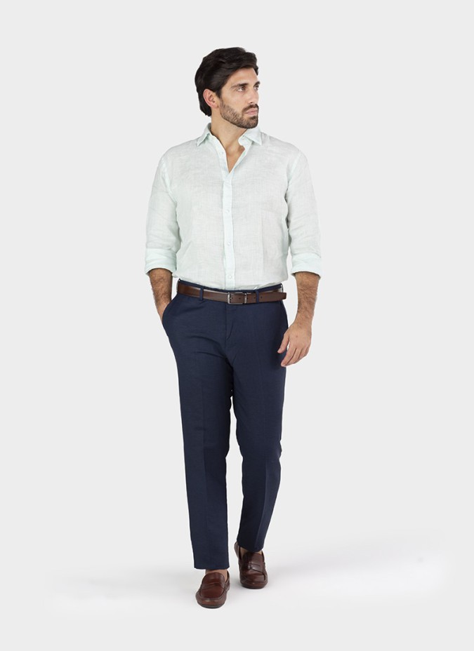 Calça de Linho Azul Marinho