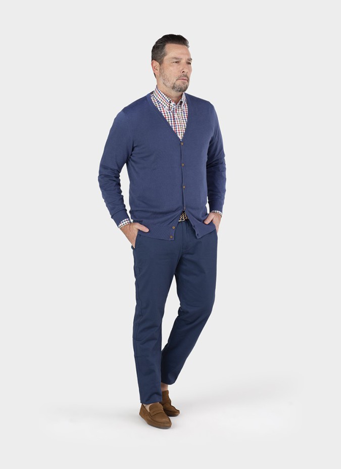 Cardigan de Algodão Azul Indigo