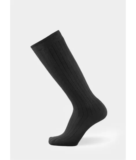 Long Black Ribbed Sock| JOHN TWEED TAILORED