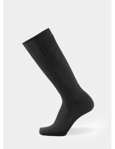 Long Black Ribbed Sock| JOHN TWEED TAILORED
