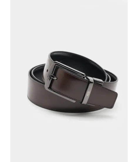 BLACK/BROWN REVERSIBLE LEATHER BELT | JOHN TWEED TAILORED