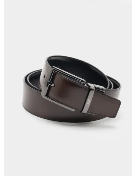 BLACK/BROWN REVERSIBLE LEATHER BELT | JOHN TWEED TAILORED