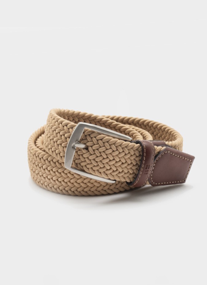 Cinturón Trenzado de Algodón Beige