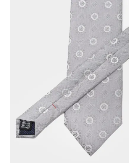 Grey Pattern Silk Tie| JOHN TWEED 2