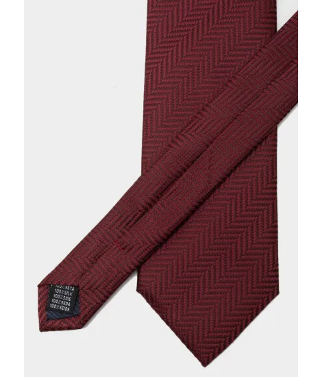 Corbata de Seda con Espiga Burdeos| JOHN TWEED 2