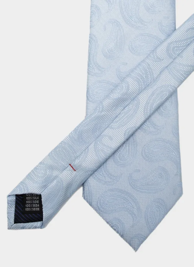 Corbata de Seda Azul Clara con Cornucopia| JOHN TWEED