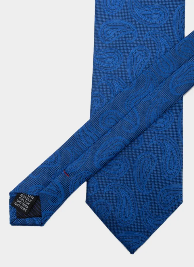 Gravata de Seda Azul Indigo com Cornucópia| JOHN TWEED TAILORED