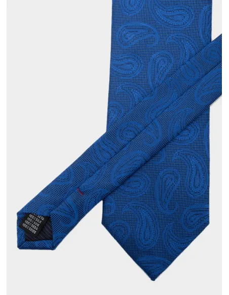 Corbata de Seda Azul Indigo con Cornucopia| JOHN TWEED