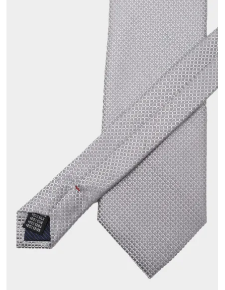 Grey False Plaid Silk Tie| JOHN TWEED