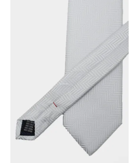 Grey Herringbone Silk Tie| JOHN TWEED 2